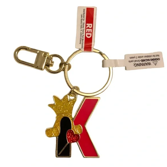 Disney Parks Alphabet “K” King of Hearts glitter enamel keychain - Picture 1 of 4